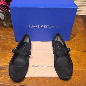 Stuart Weitzman Black suede Mary Jane flats